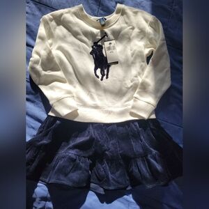 Polo by Ralph Lauren Cream and Navy Kids Casual Dress